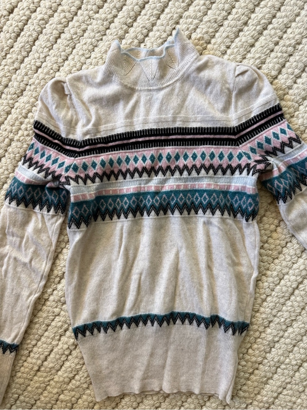Aqua Cashmere Cream Isle Mock-Neck Women's Sweater Size M